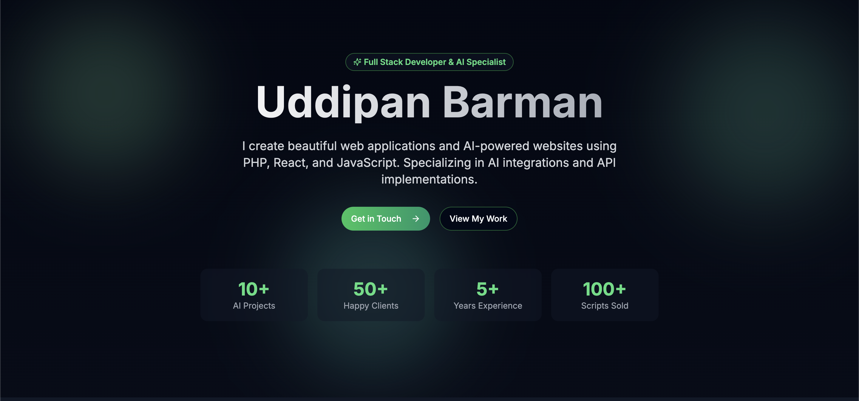 Uddipan Barman - Full Stack PHP, React, Nextjs Developer & AI Specialist